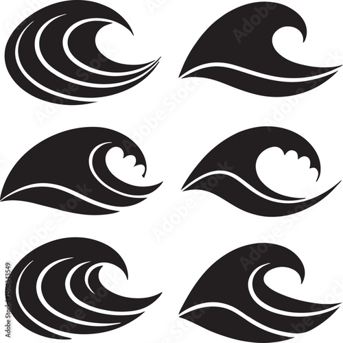 Vector mustache and bird silhouettes icon set
