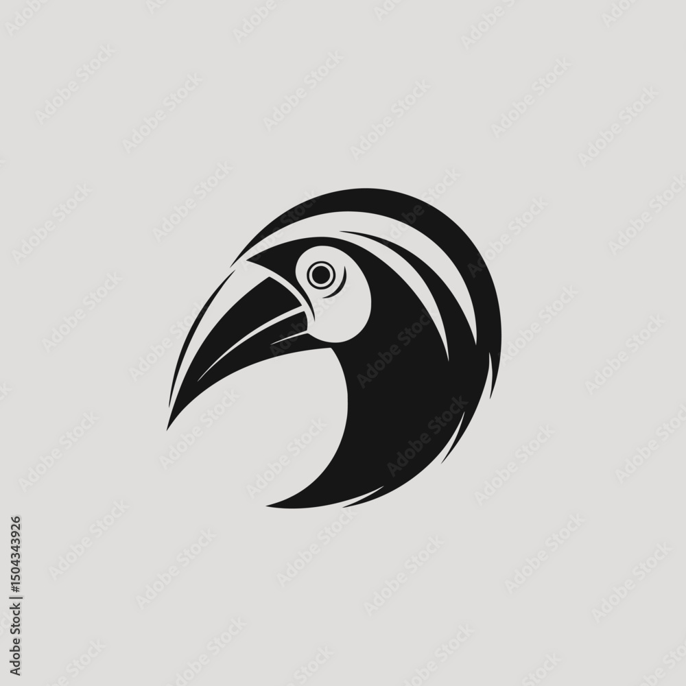 Obraz premium Toucan bird animal wildlife nature tropical beak exotic illustration logo design graphic vector art silhouette