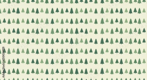 Minimalist Seamless Pine Tree Pattern  Small Green Triangles on Off-White Background Flat Christmas Design Digital Art Creative Vector Design