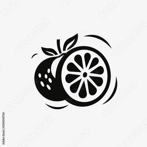 Orange fruit citrus fresh healthy vitamin c food juice slice graphic design illustration vector icon logo silhouette