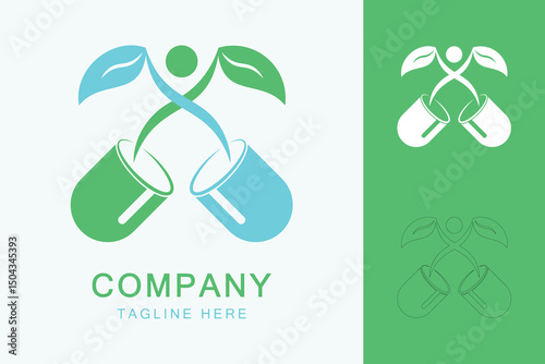 Natural pharmacy herbal brand medicine logo design. Natural medicine company logo. Natural healthcare hospital logo design.