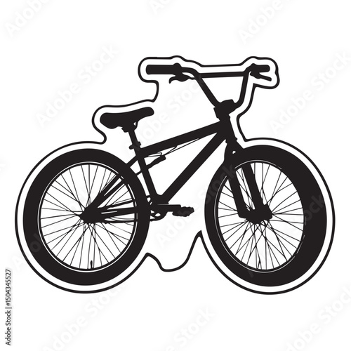 Black silhouette of bmx bicycle with fat tires