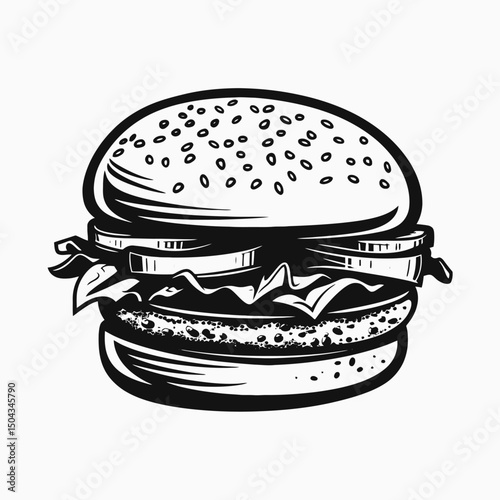 Delicious burger food hamburger cheeseburger meal fastfood restaurant gourmet tasty sandwich illustration silhouette