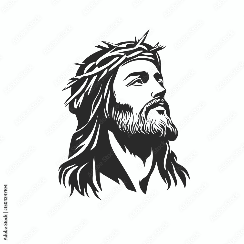 Obraz premium Jesus christ illustration vector art religious christianity faith religion god savior crown thorns hope
