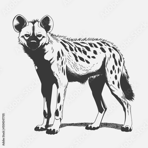 Hyena wildlife animal mammal carnivore nature predator africa safari spotted canine drawing art sketch