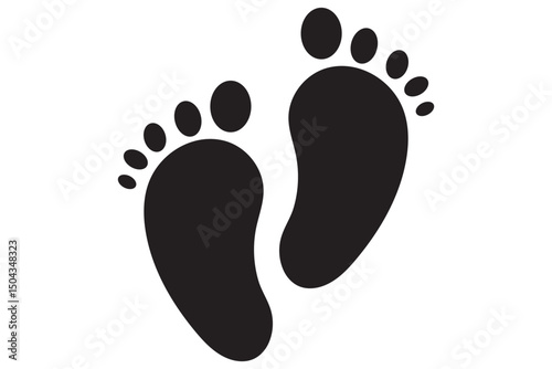 baby feet icon, baby footprints vector illustration, footprint icon. Baby footprint. Silhouette of footprints. Vector eps 10