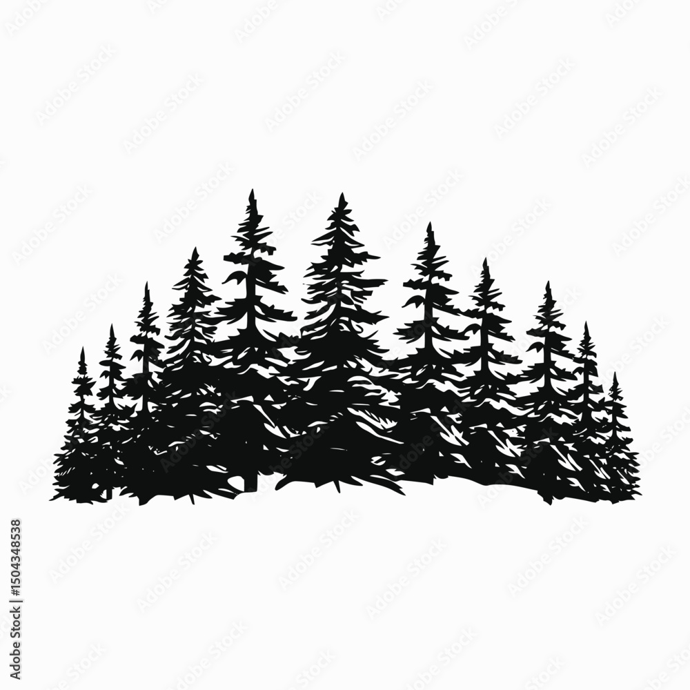 Obraz premium Black trees forest silhouette evergreen woods nature landscape scenic conifers design artistic