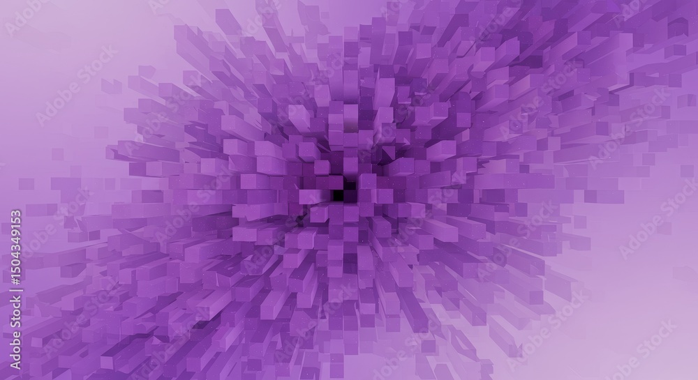 Fototapeta premium Abstract Purple Cube Burst - An abstract featuring a burst of purple cubes, creating a dynamic and energetic visual effect. Perfect for backgrounds or design elements