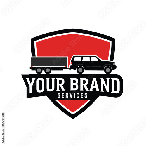 Double Cabin Trailer Logo Vector. Pickup truck logo. Pick up truck illustration vector for sticker business logo etc