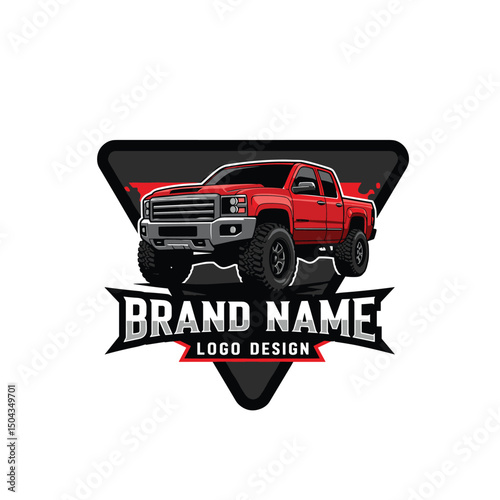 Double Cabin Trailer Logo Vector. Pickup truck logo. Pick up truck illustration vector for sticker business logo etc