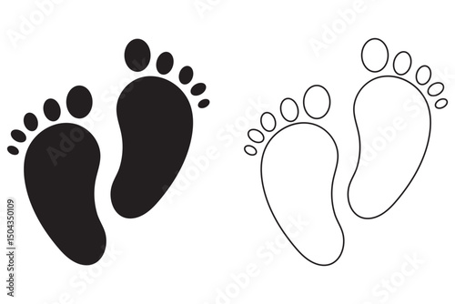 Footprint. Human footprint icon. Baby footprint. Silhouette of footprints. Vector illustration. baby footprints, perfect for baby footprints logos and icons eps 10