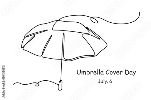 One Continuous line drawing of umbrella. line art of umbrella cover day good for umbrella cover day celebrate. line art. illustration. Editable stroke.	