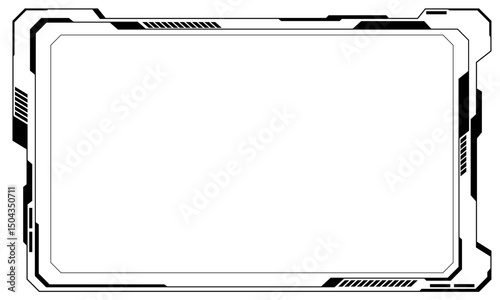 HUD frames black user interface elements design modern technology futuristic control panel screen digital hologram window gaming menu touching cyber monitor set white background vector