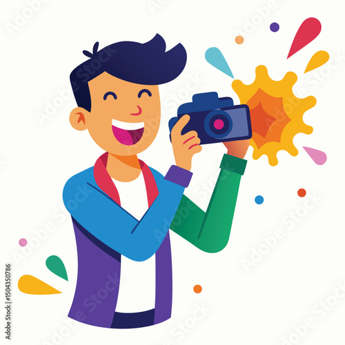 Joyful Photographer Capturing Vivid Moments A Celebration of Photography