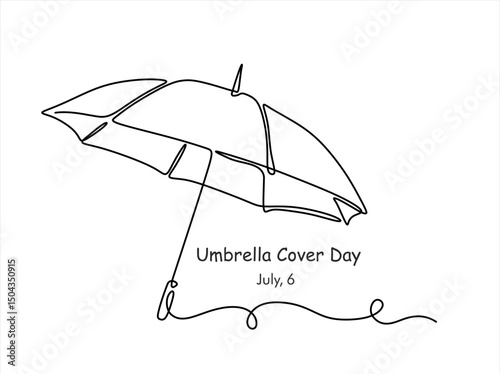 One Continuous line drawing of umbrella. line art of umbrella cover day good for umbrella cover day celebrate. line art. illustration. Editable stroke.	