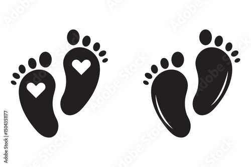 baby feet icon, baby footprints vector illustration, footprint icon. Baby footprint. Silhouette of footprints. Vector eps 10