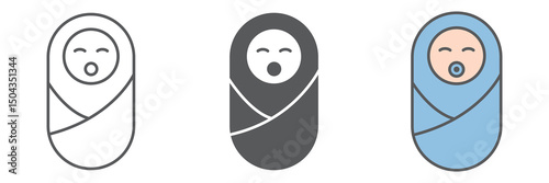 Newborn icon collection, baby and infant, neonate vector icon set, vector graphics, editable stroke outline sign, eps 10
