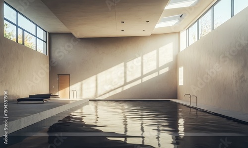 Sunlit Indoor Pool in Minimalist Architecture