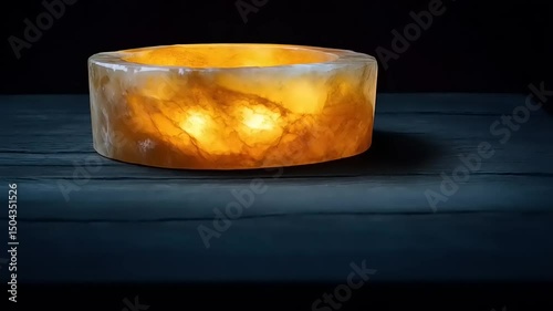 Aromatic Glow: Translucent Alabaster Vessel Radiating Serene Light and Natural Patterns