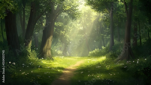 sun rays through the forest