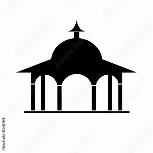 Black architecture gazebo structure building dome roof design illustration art graphic silhouette outdoor park garden