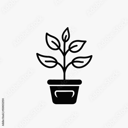 Plant growth seedling sprout agriculture botanical garden nature flora leaves pot cultivation icon