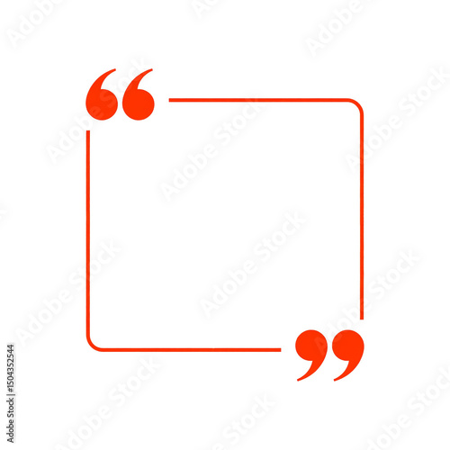 Red quotation marks form a square frame, creating a bold space for highlighted text or quotes.