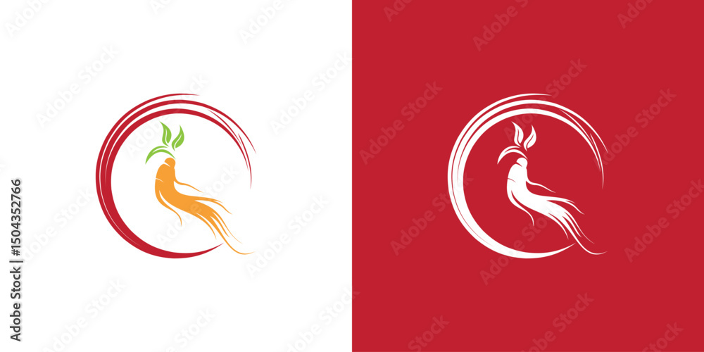 Fototapeta premium Creative korean gingseng logo design with unique concept premium vector