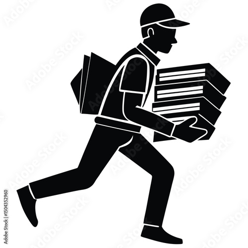 Fast Delivery Service Courier Running with Packages