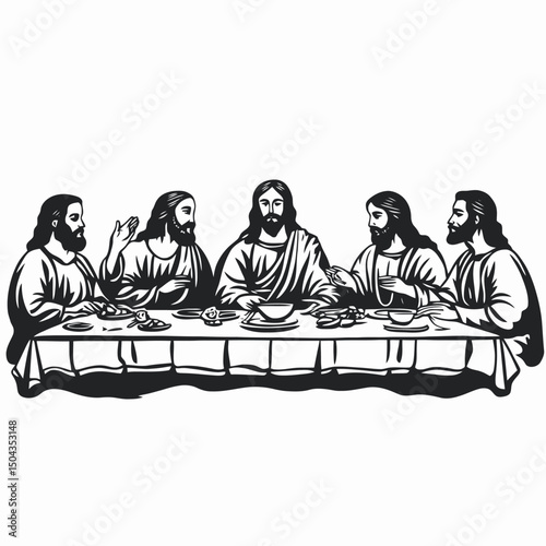 Last supper jesus christ apostles biblical christianity religion faith lord god bible vector art design