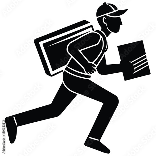 Fast Delivery Courier Running with Package, Urgent Delivery Service Illustration