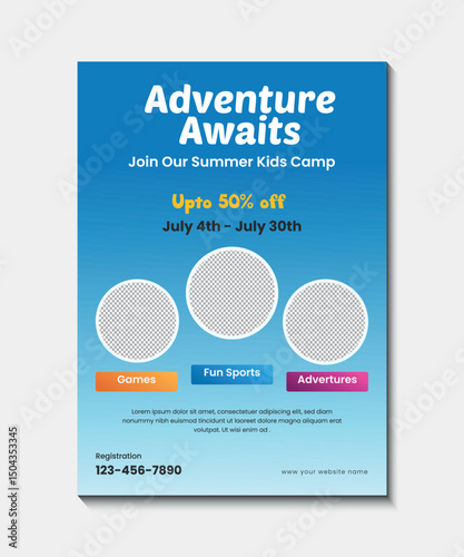 Adventure summer camp flyer design template