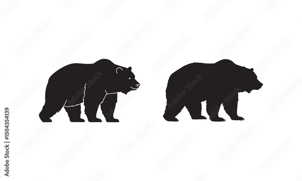 Fototapeta premium Bear standing silhouette vector black color silhouette