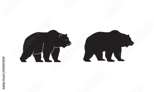 Bear standing silhouette vector black color silhouette