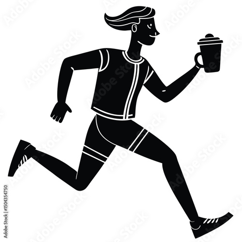 Runner Silhouette Active Lifestyle, Fitness, Exercise, Workout, Energy Drink