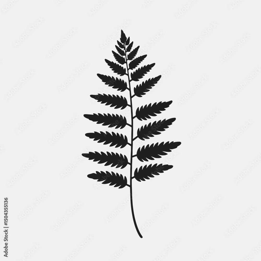 Naklejka premium Fern leaf vector botanical illustration silhouette design nature plant forest foliage greenery botanical art decor