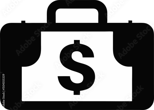 Briefcase With Dollar Sign Silhouette Vector Illustration