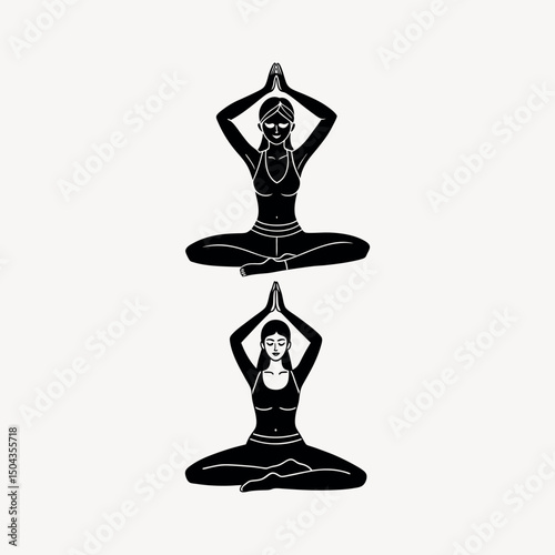 Woman Yoga Vector Illustration on White Background