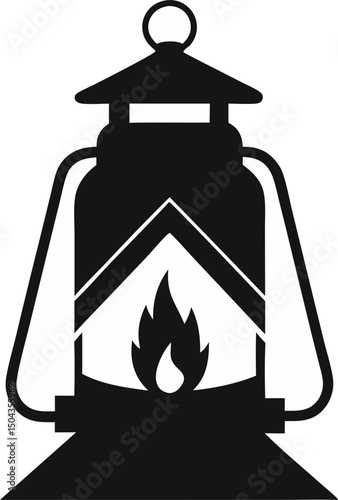 Camp Lantern Silhouette Vector Illustration 