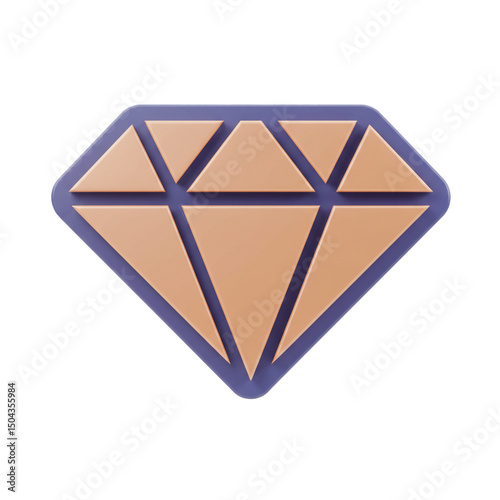 Elegant 3D Render of a Diamond Icon Symbolizing Luxury, Wealth, and Enduring Value with Refined Details and a Soft Color Palette on White Background