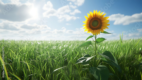 Captivating sunflower during golden hour in open field high resolution picture