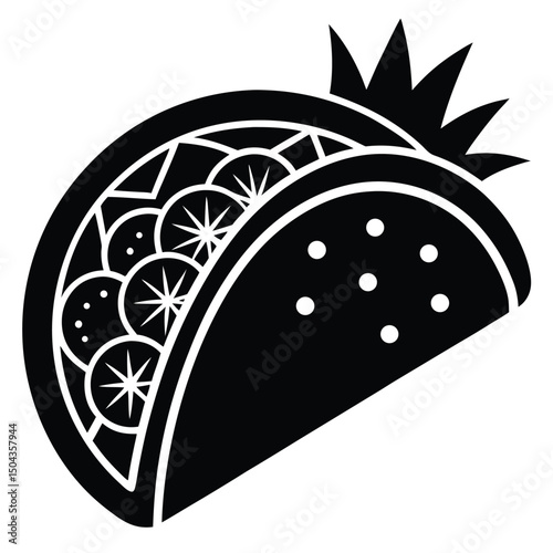 Delicious Taco Illustration Simple Black and White Design