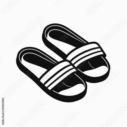 Black white sandals slides footwear summer beach pool casual comfortable fashion style shoes flipflops