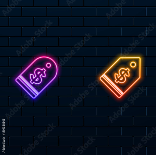 shopping tag and solid icon, market concept, special offer sign. neon style.percent discount label icon in outline style for mobile concept and web design.