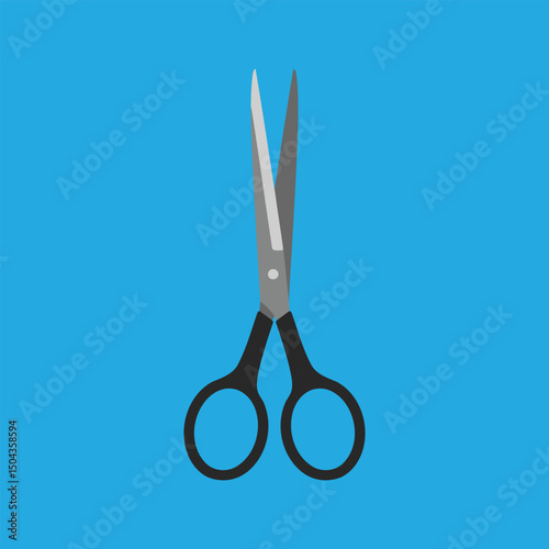 Scissors on Blue Background Vector Illustration