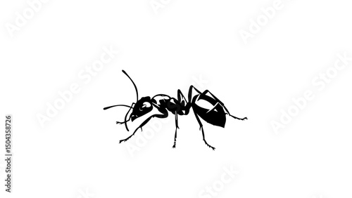 Intricate details of a black ant exploring its environment in bright daylight, showcasing natural beauty and resilience in small scale