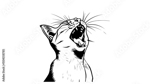 Whiskered wonder in a moment of joy captured under sunny skies as a playful feline expresses its personality in delightful yawn