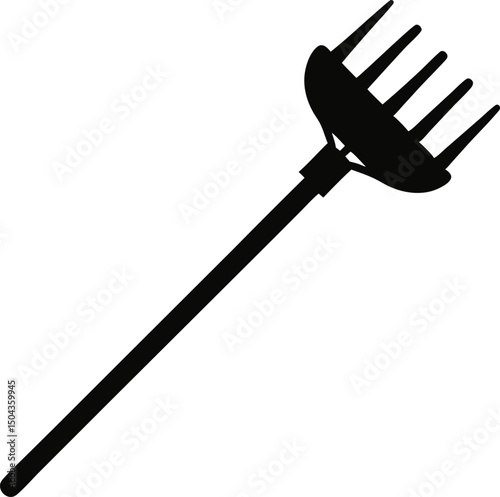 Garden Rake Silhouette Vector Illustration 