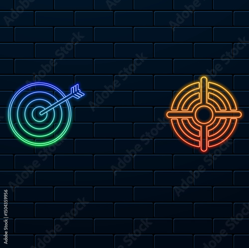 Target acquisition solid icon. neon style.