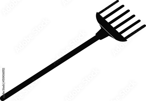 Garden Rake Silhouette Vector Illustration 